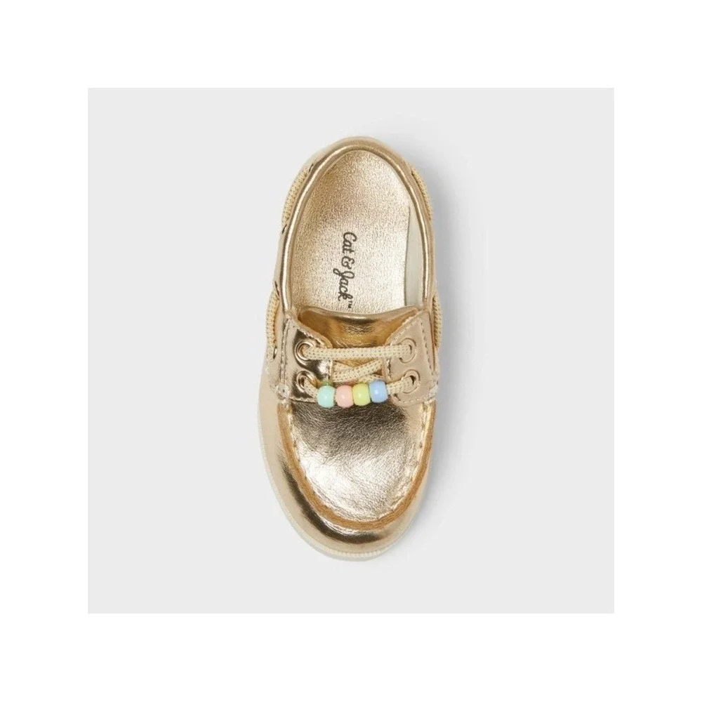 Baby Girl Hampton Boat Shoes by Cat & Jack Gold Size 10 New With Tags